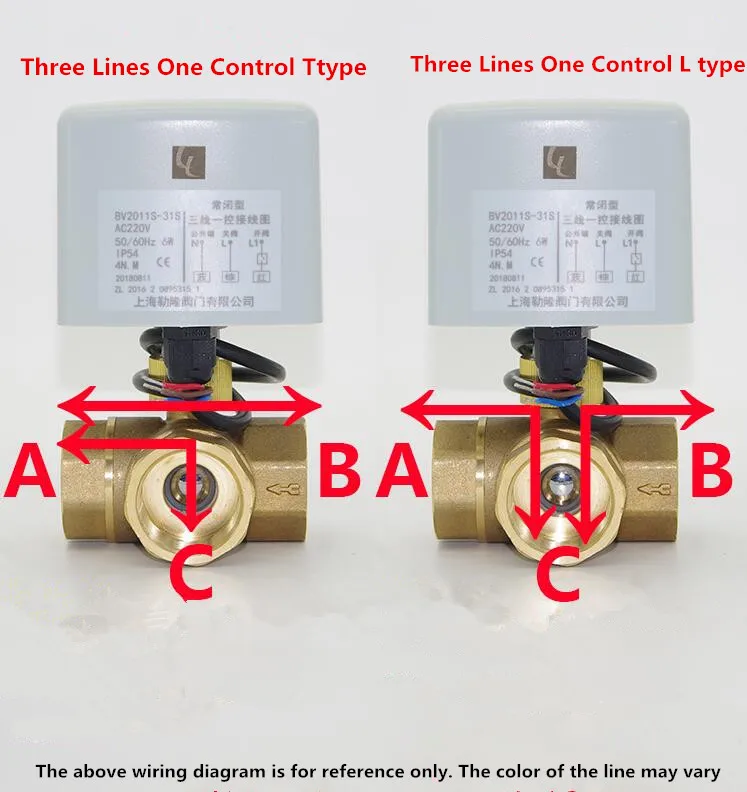 2 way 3 way Латунь Электрический моторизованный шаровой клапан трехпроводной двух-управление трехпроводной единый контроль L Тип клапана AC220V