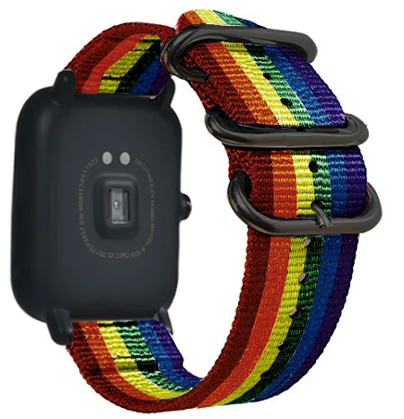 DKPLNT 20 мм Универсальный нейлоновый браслет для Huami Aamazfit Youth Smartwatch Band для Amazfit Bip Bit Youth Edition ремни - Цвет: Rainbow