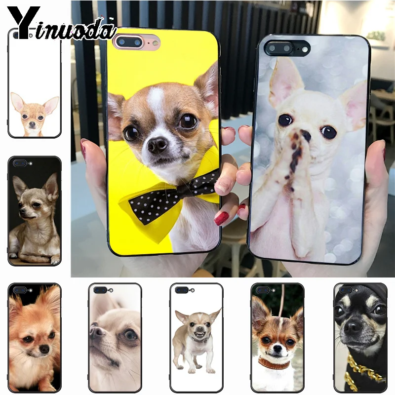Yinuoda животных собаки чихуахуа Модный чехол из черного сотового телефона для iPhone