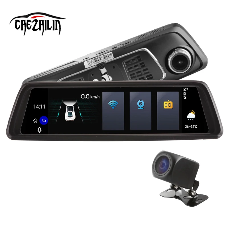Зеркало видеорегистратор chezhilin T9 10 дюймов Full Touch IPS 4G Android GPS ADAS FHD 1080P|dual lens car dvr|dual