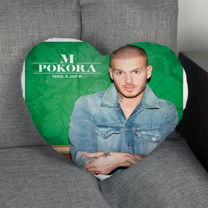 Заказная M. Pokora подушка в форме сердечка Наволочка на молнии Обложка свадьба для дома или офиса, декоративные размеры лучший подарок DIY - Цвет: 20