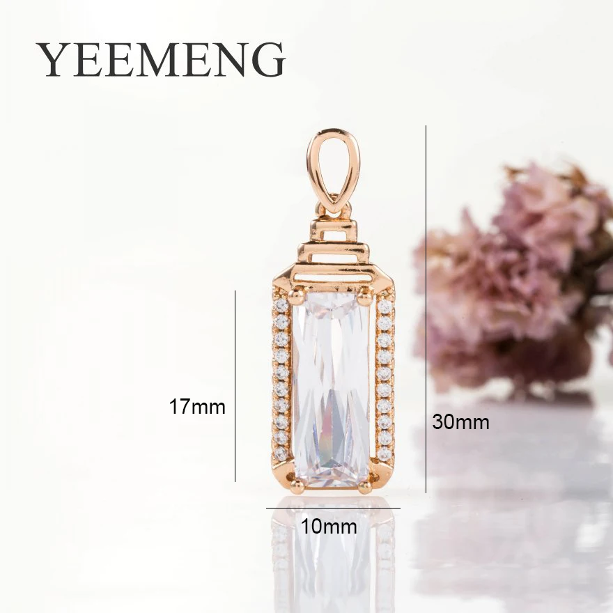 YEEMENG Роскошные 585 розовое золото блестящие больших ясно квадратной дизайн