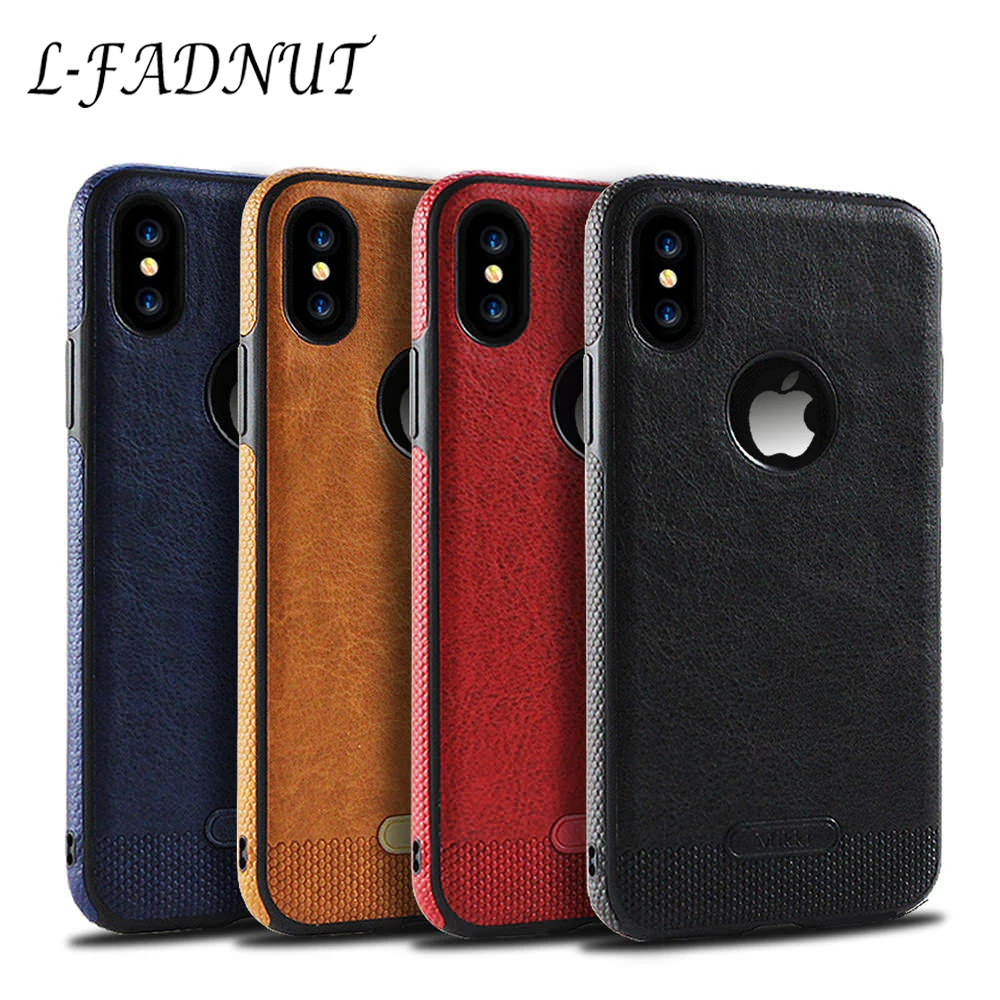 

L-FADNUT Vintage Soft Case For iPhone 6 6S 7 8 Plus PU Leather Silicone Shockproof Bumper Back Cover For iPhone X Xs Fundas Capa