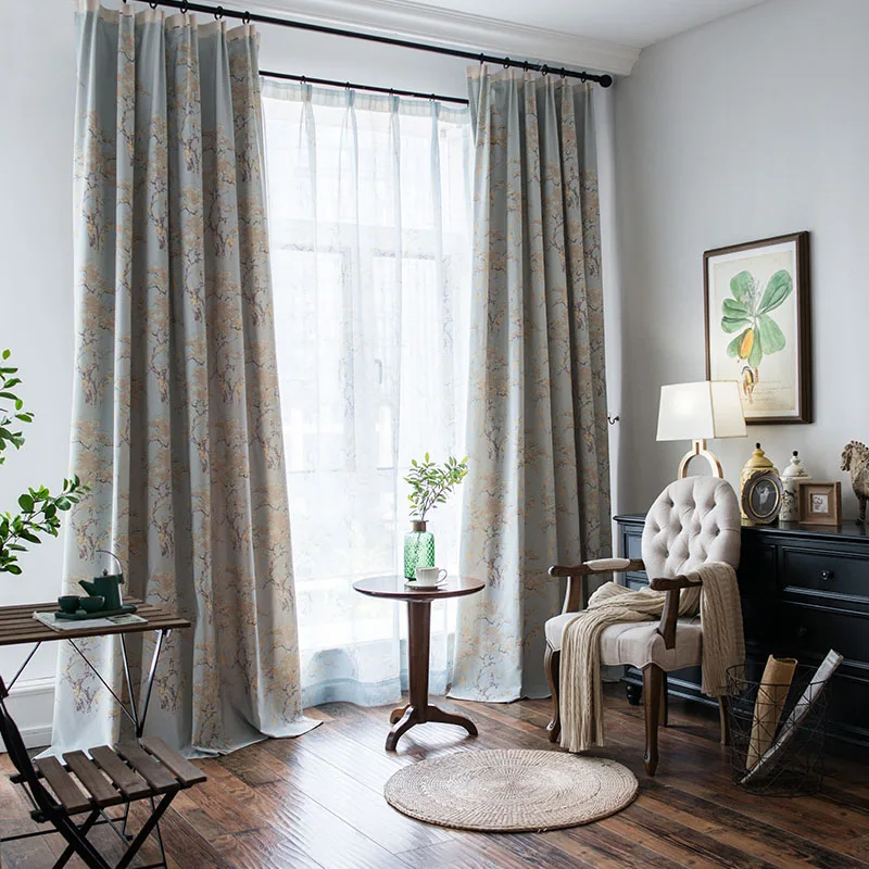 Cortinas de tela 2018 impresas cortinas en sala de estar oscurecimiento árboles país estilo algodón un solo Panel tratamiento de ventana tamaño personalizado Cortinas de tela 2018 impresas cortinas en sala de estar oscurecimiento árboles país estilo algodón un solo Panel tratamiento de ventana tamaño personalizado