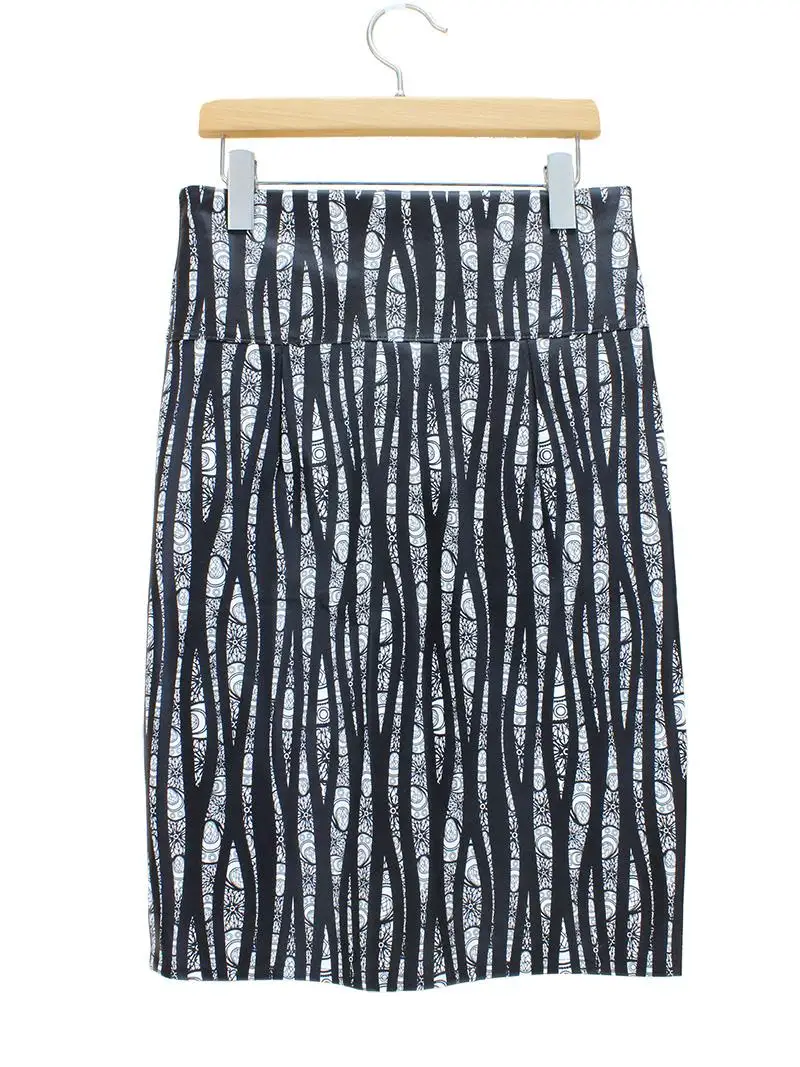 AMMINADY striped women pencil skirt slim ladies midi skirt