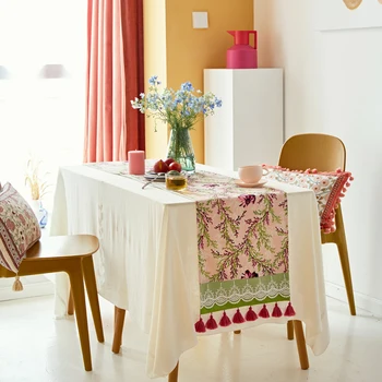 

Butchart Gardens printed floral cloth table runner linens for dining table TV table home hotel wedding decor