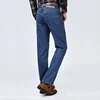 Высококачественные хлопковые мужские джинсы, брендовые классические прямые джинсовые комбинезоны 2022, мужские повседневные плотные синие ... ► Фото 2/6
