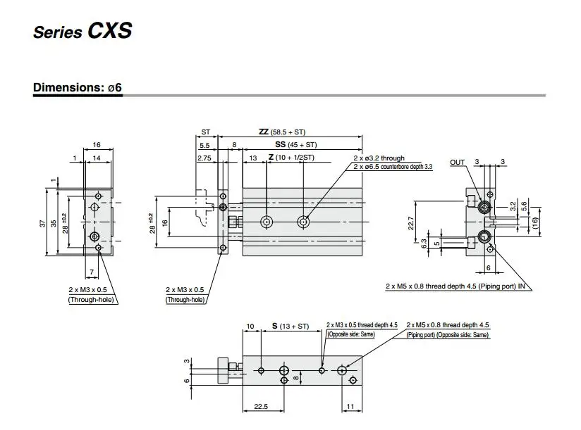 CXSM32-40 CXSM32-45 CXSM32-50 CXSM32-60 SMC двухполюсный двойной цилиндр, воздушный цилиндр пневматические компонентные воздушные инструменты CXSM