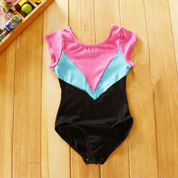 

1 Piece Kids Girls Gymnastics Leotard/Unitards Tank Leotard Children Gymnastics Jumpsuit 100-140 cm Patchwork style