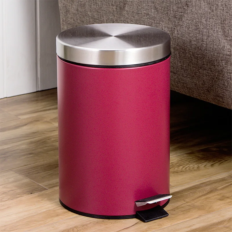 

7L Red Small Trash Can Round Step Dustbin Rubbish Bin Kitchen Trash Bucket Kitchen Bathroom Garbage Can Office Paper Basket