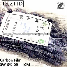 200 pçs/saco 3 3 w 5% W Filme De Carbono Resistor 5% 220 K 240 K 270 K 300 K 330 K 360 K 390 K 430 K 470 K 510 K 560 K 620 K 680 K 750 K 820 K 910 K 1 M