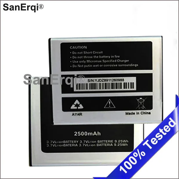 

10PCS 2500mAh A114R Li-ion Battery For Micromax A114R Mobile phone battery