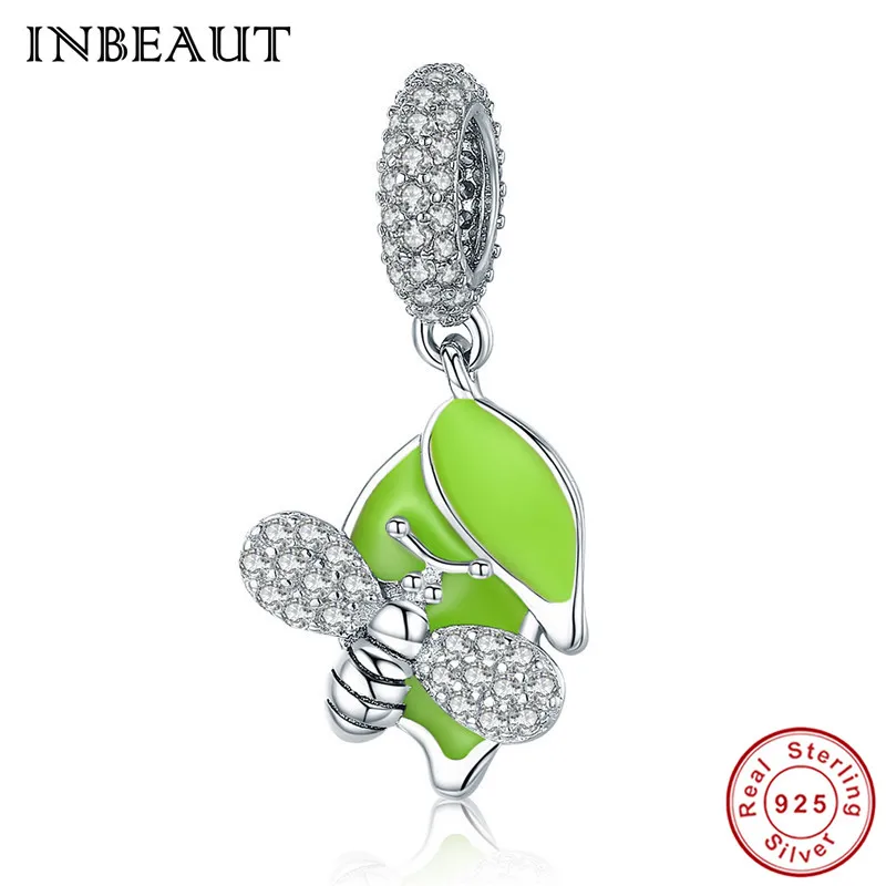 

INBEAUT Original 925 Sterling Silver Spring Green Leaf Lovely Bee Hum Blessing Charm Beads fit s925 Bracelet Little Girls