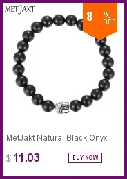 MetJakt натуральный драгоценный камень с черным нефритом, Агатом, яшмой, ручной работы эластичный браслет с двойным счастье и долгой жизни Шарм
