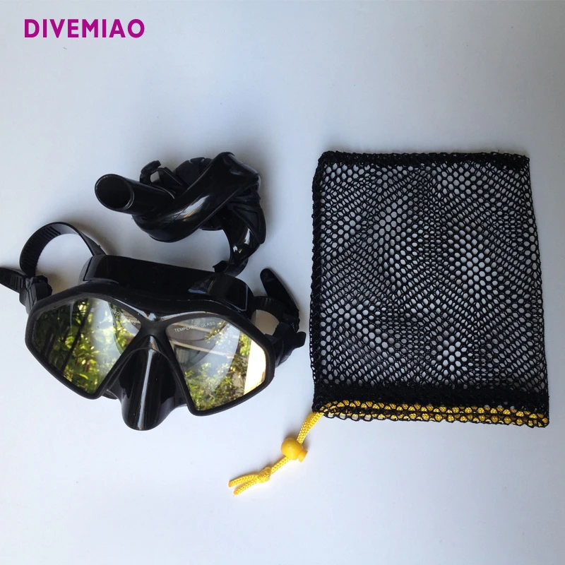 DIVEMIAO Набор масок для дайвинга трубка с сетчатым чехлом 100% силиконовая маска