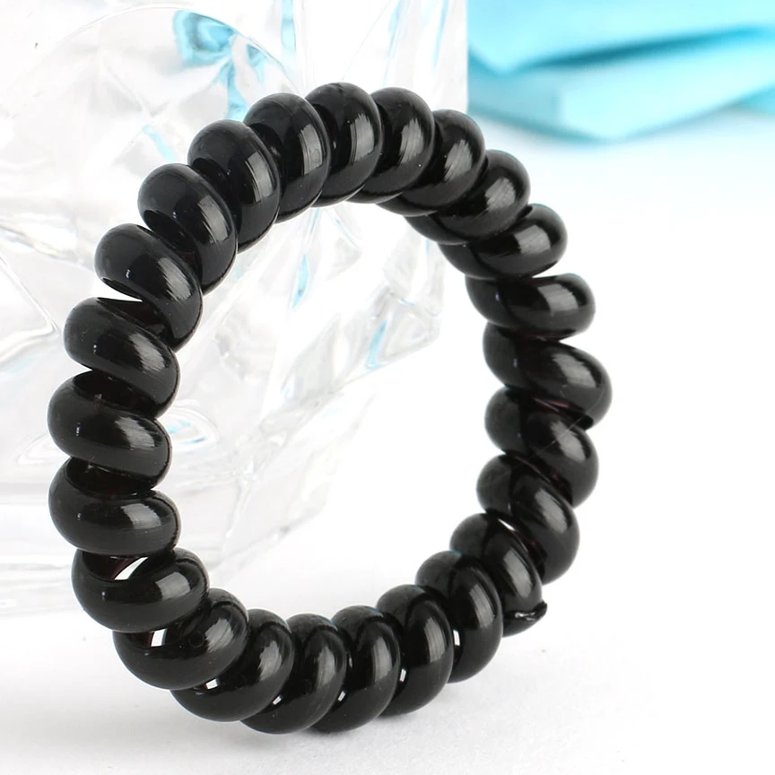 

4 /5Pcs/Lot Women Ladies Girls New Black Elastic Girl Rubber Telephone Wire Style Hair Ties Plastic Rope Hair Band Accessories