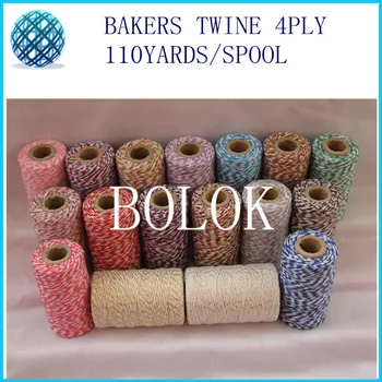 

5pcs/lot thin Bakers twine 4 ply (110Yards/spool) color cotton twine 22kinds color you can choose by free shipping