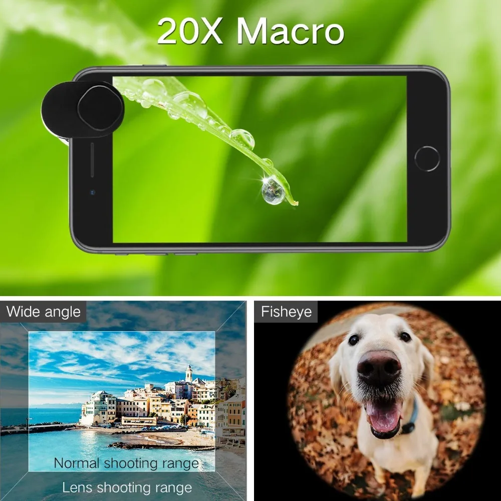 IEVEI 4 в 1 сотовый телефон объектив камеры Комплект 20X Макро/2.0X