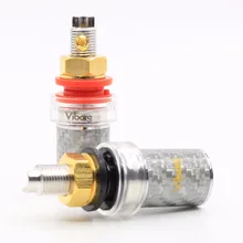 Free shipping 4Pcs Copper Rhodium Plated Carbon fiber Amplifier Speaker Terminal Binding Post