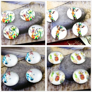 

New Fashion 20pcs 12mm Color Horse alpaca style Handmade Photo Glass Cabochons Pattern Domed Jewelry Accessories Supplies