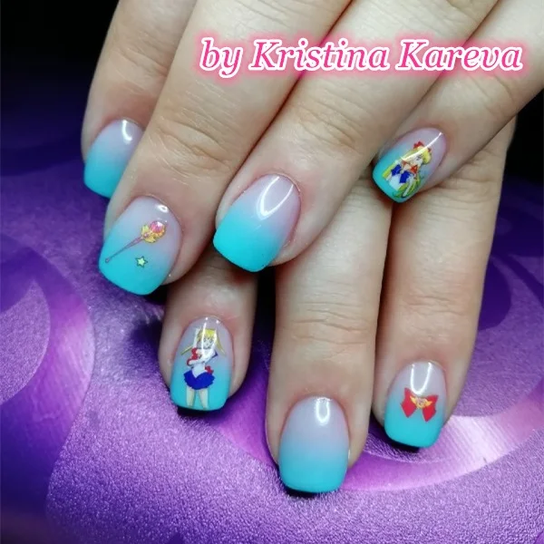 CA-39-40-41-42 Сейлор Мун девушка стикеры 3D на ногти nail Art Наклейка шаблон diy Инструменты для ногтей украшения