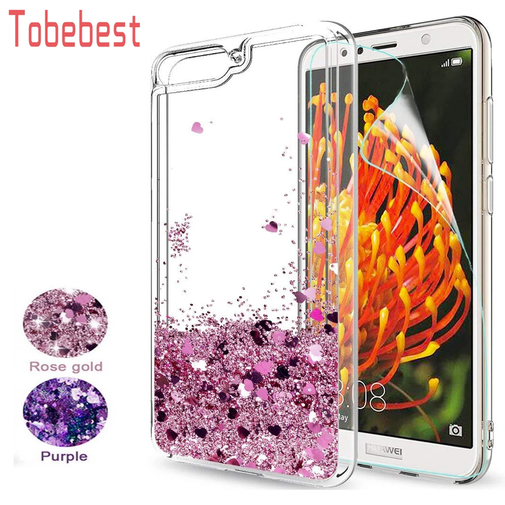 

Huawei Honor 7A DUA-L22 5.45"inch TPU Silicone Case For Huawei Y5 2018 Dynamic Glitter Liquid Quicksand Lovely Heart Cover