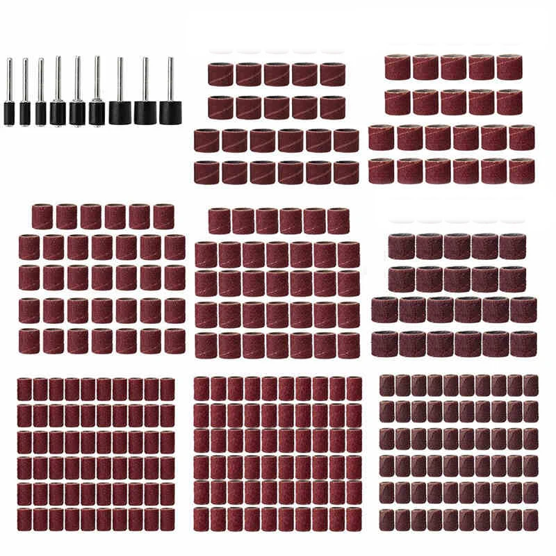 319Pcs 1/4" 3/8" 1/2" Band 80-320 Grit Sanding Band Drum Kit for Sand Shape Groove Abrasive Tool