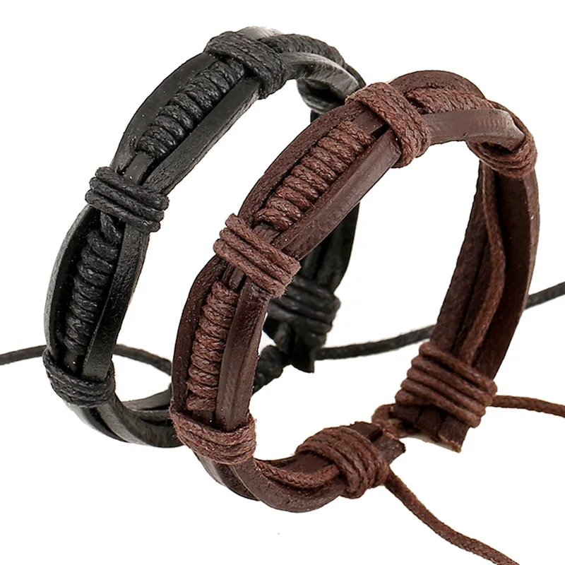 

New Genuine Leather Bracelet Men Boys Leather Rope Bracelet Nice And Cheap Men Leather Bracelet Women Fashion Bracelet