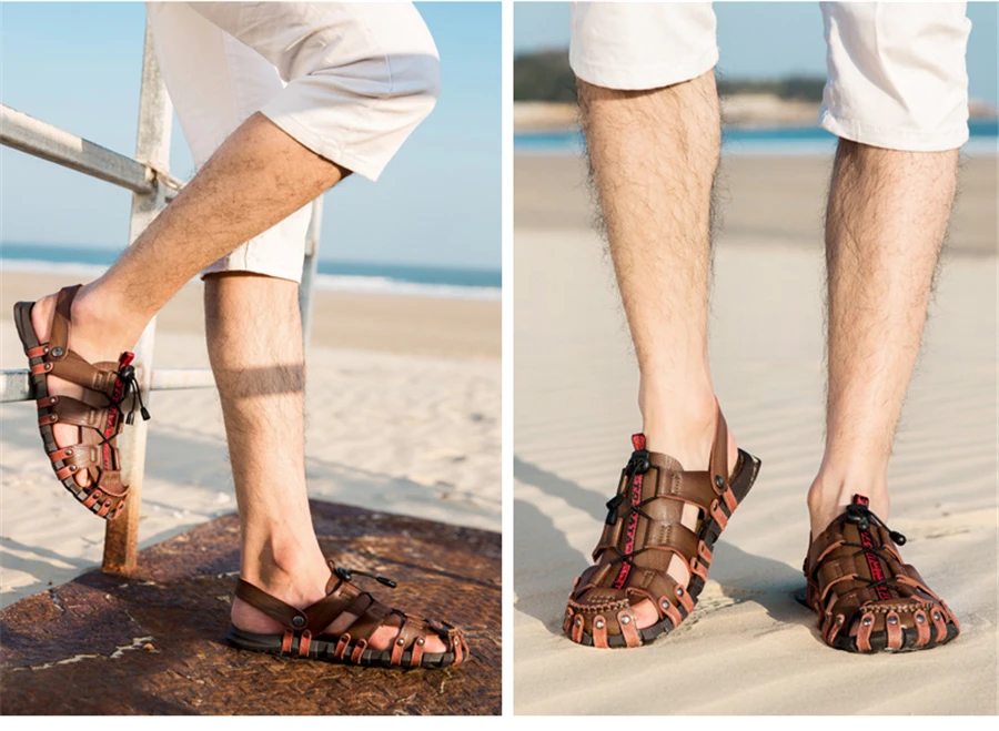 TKN/мужские летние сандалии; высококачественная повседневная обувь из натуральной кожи; коллекция года; мужские пляжные уличные сандалии; прогулочные сандалии; мужские 6625