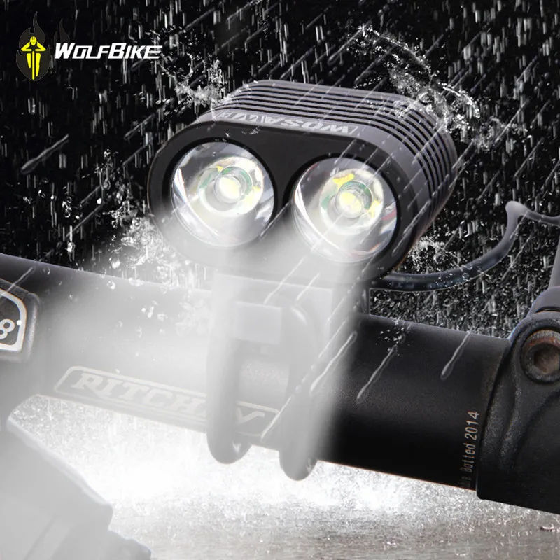

WOSAWE Bicycle Light Ultra Bright 2 LED 2400Lumen Bike Light CREE XML T6 Bicicleta Front Head Light Cycling Lamp With USB Cable