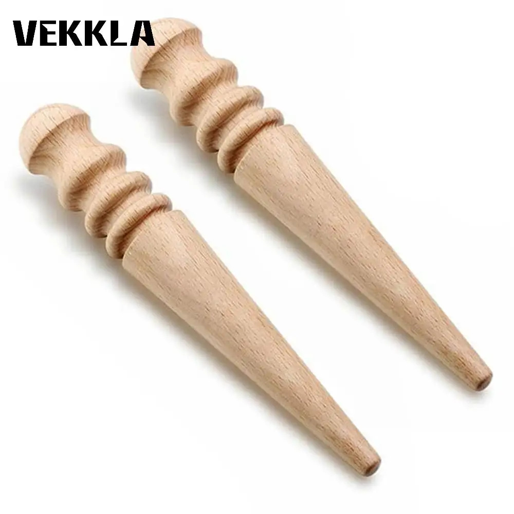 2PCS Leathercraft Tool Edges Slicker Round Wood Multi Size Leather Edge