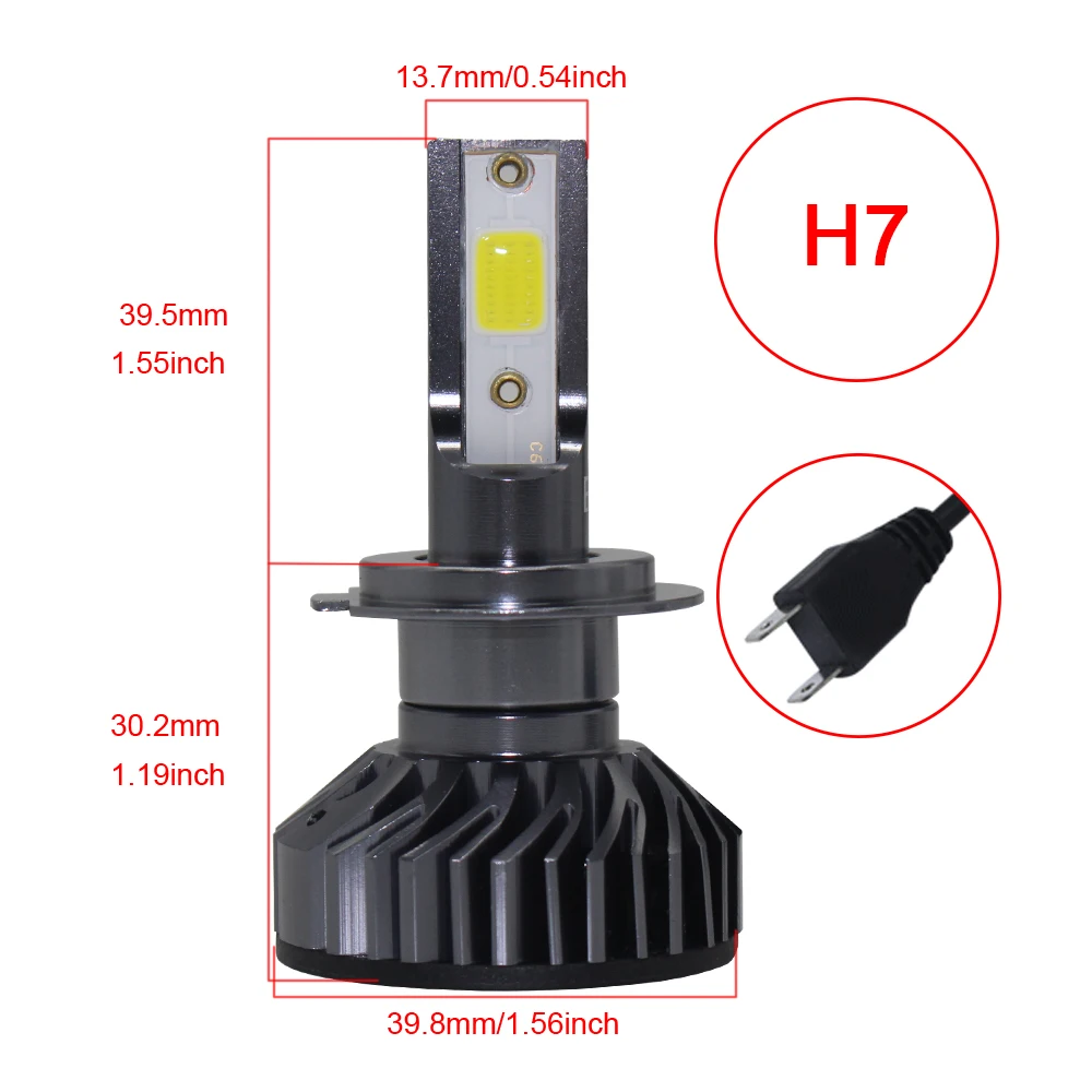 Комплект из 2 предметов, мини Размеры H4 H7 светодиодный фар автомобиля лампы 72W фары для 8000LM H1 светодиодный H11 H9/H8 комплект фар 9005 HB3 9006 HB4 6000K 12V Светодиодный Противотуманные фары