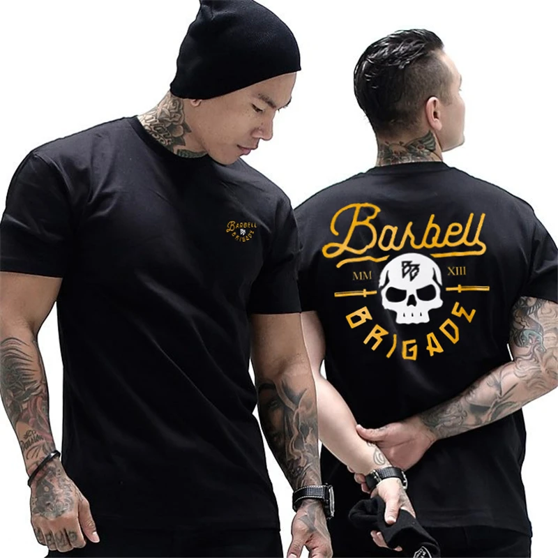 

2019 Summer New Arrival Bodybuilding Fitness Mens Short Sleeve Letter T-shirt Gyms Shirt Men Muscle Tights Fitness T Shirt Tops