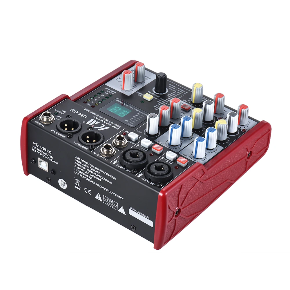 SM-66 4-канальный звуковая карта смеситель микшерный пульт встроенная карта памяти 16 эффекты с USB аудио Интерфейс поддерживает 5V Мощность банка для ди-джей
