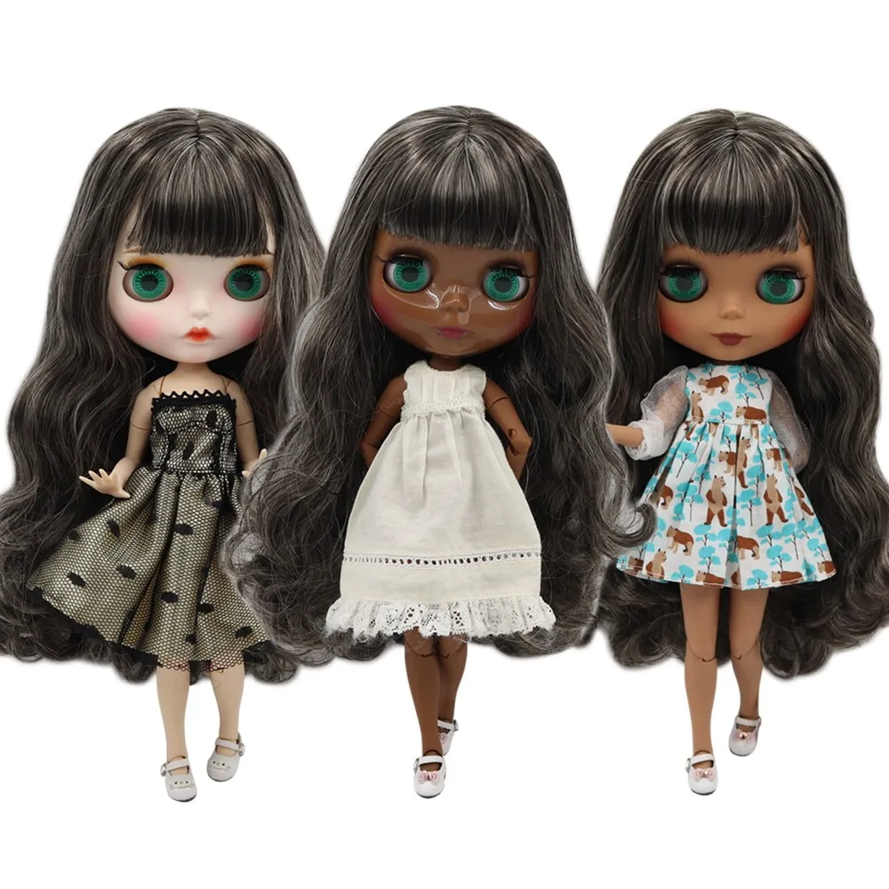 

ICY factory blyth doll NO.BL950/313 30cm customized nude doll with black mixed hair joint body for 1/6 BJD doll girl gift