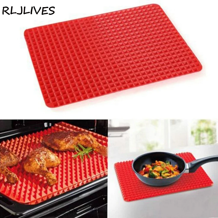 

Silicone Pyramid Pan Non Stick Fat Reducing Silicone Cooking Mat BBQ Mat Microwave Oven Baking Tray Sheet Kitchen Baking Tools