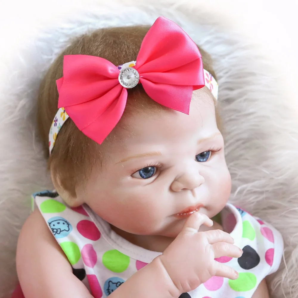 23 Inch/57cm Full silicone body reborn babies Girl dolls Can Bath Lifelike Real Vinyl Bebe Alive Brinquedos Reborn Bonecas