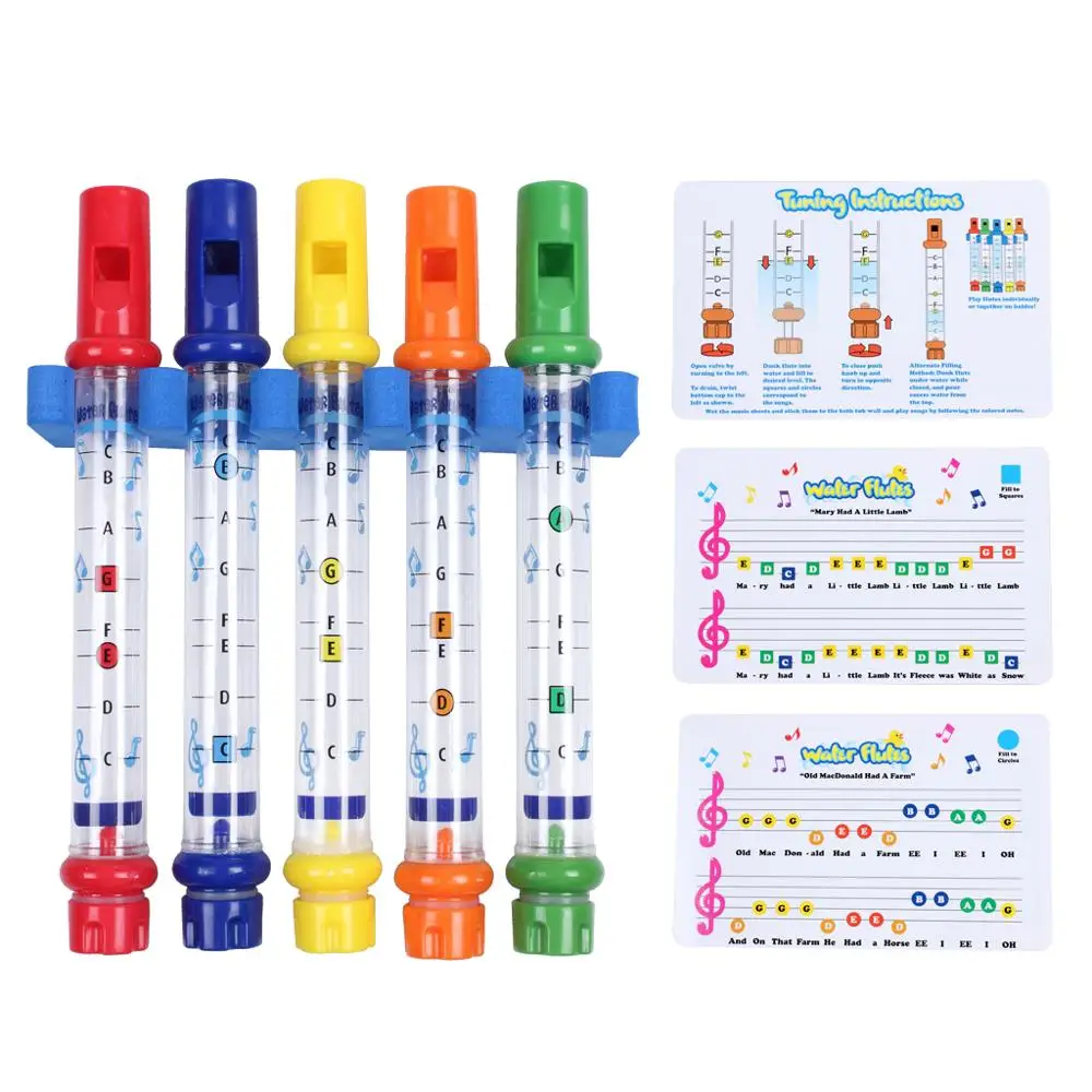 Water Flutes Whistles Music Sheets Musical Bath Time Filler Toy Tub Tunes Songs Tool (1)