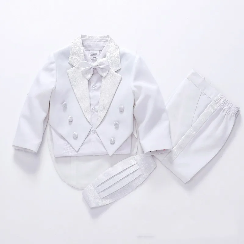 Свадебные костюмы для мальчиков, однотонные белые блейзеры, комплекты со штанами, Детские торжественные вечерние костюмы для причастия - Цвет: white