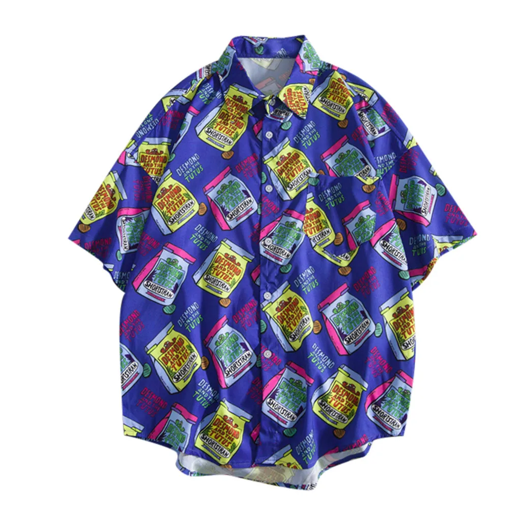 Womail Горячая Для мужчин s летние модные футболки Повседневное многоцветный с печатным рисунком пляжные топы, блузка рубашка Для мужчин короткий рукав Свободные - Цвет: BU