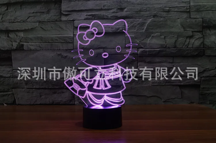 Wenhsin hello kitty 3D ночник красочный сенсорный зарядный светодиодный визуальный свет окружающей среды настольная лампа