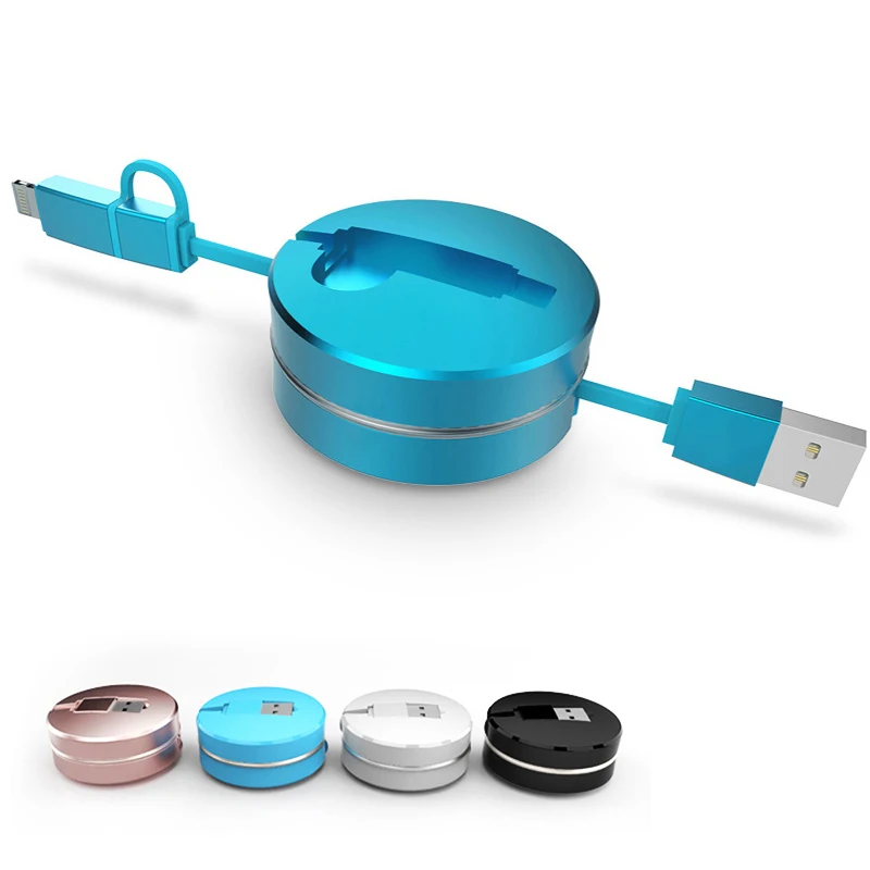 عالية الجودة 3.3 قدم 2 في 1 قابل للسحب usb كابل شحن كبل مزامنة ل فون 5/5 s 6 /6 s زائد ipad الروبوت سامسونج غالاكسي