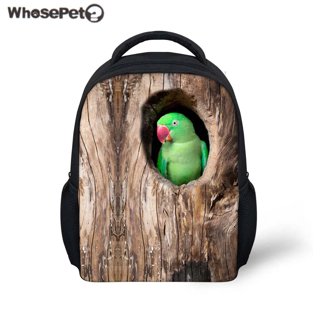 WHOSEPET Kids School Bag Parrot Birds Printing Backpack for Baby Boys