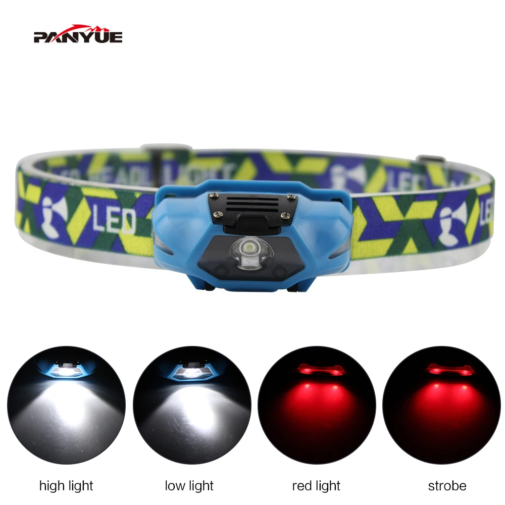 buy PANYUE 10PCS Mini Waterproof LED Children Headlight AA Headlamp Bike Head light with Headband for Camping Hiking Biking Kids