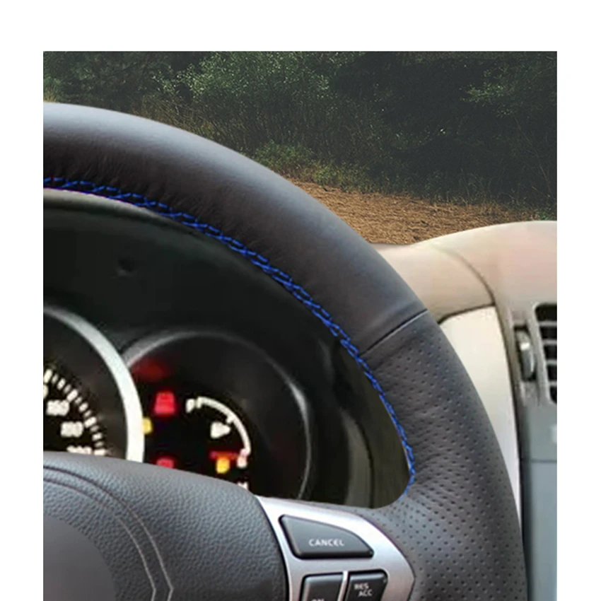 Рука сшитый черный искусственная кожа PU чехол рулевого колеса автомобиля для Защитные чехлы для сидений, сшитые специально для Suzuki Grand Vitara 2007-2013