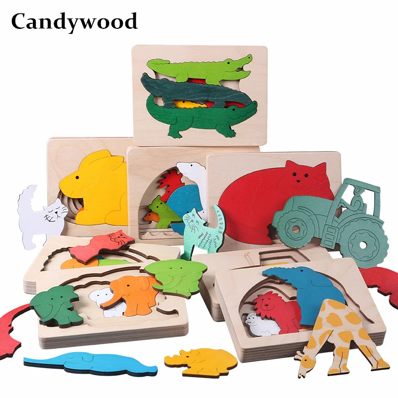 Candywood/Новый 3D пазл многослойный деревянный для детей раннего образования