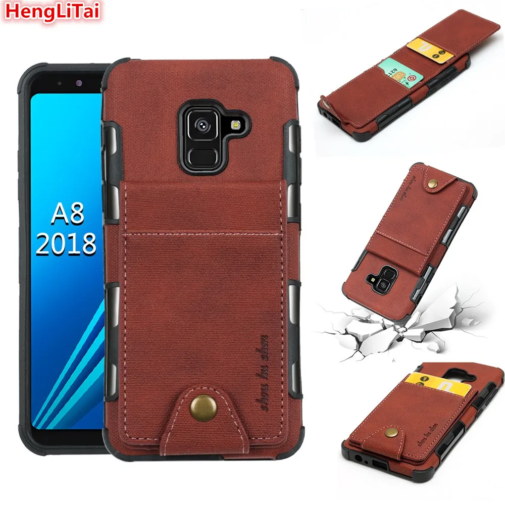HengLiTai Джинсовый чехол-кошелек с узором для Samsung Galaxy A8 2018 чехол несколькими