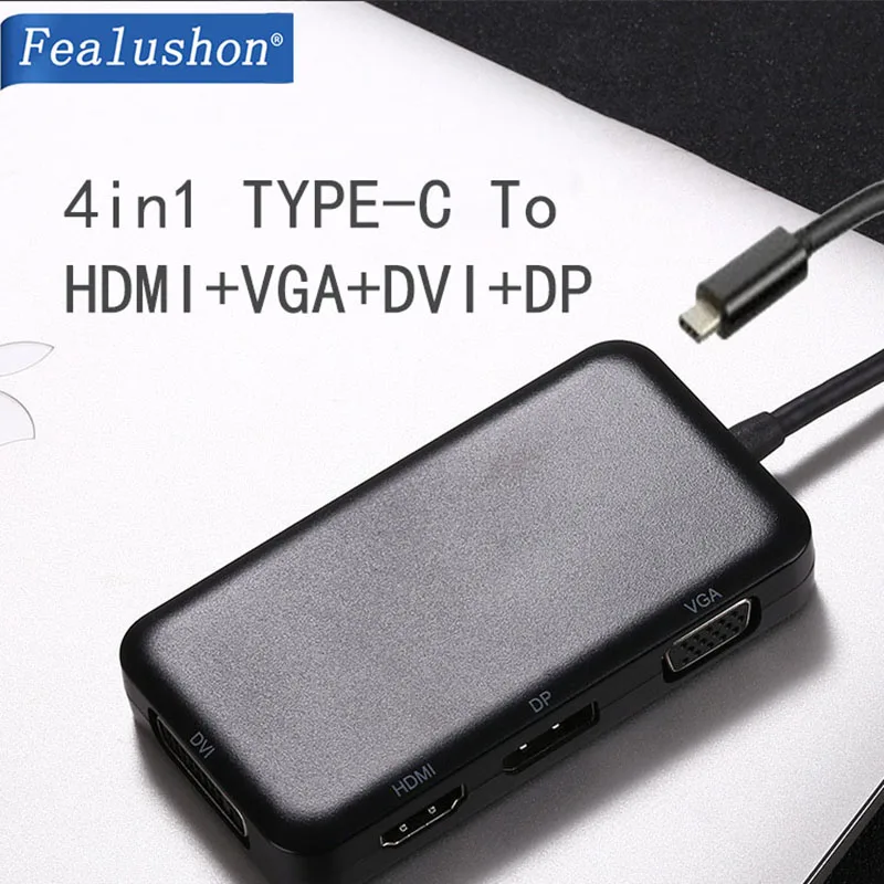 

Fealushon Docking Station Type C Plug HDMI DVI VGA DP Hub for Laptop Macbook Pro HP DELL Surface Lenovo Samsung Dock