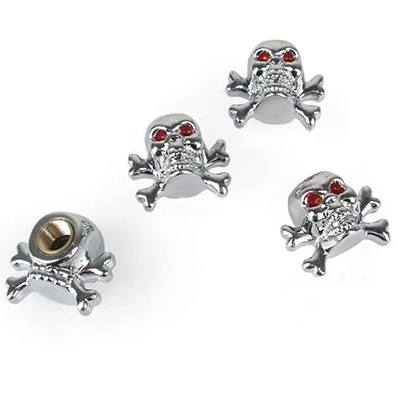 4Pcs Sliver Universal Fancy Pirate "Skull" Tire Tyre Air Valve Stem Caps for Auto Car Truck Motorcycle Bike Wheel Rims