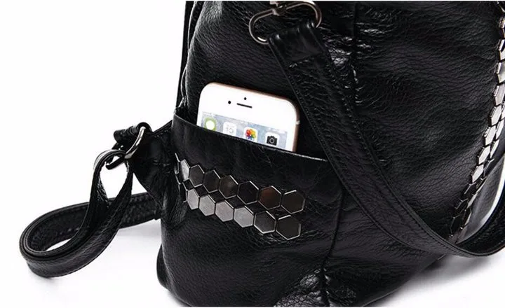 Rdywbu High Quality Star Backpack Wash Water PU Leather Travel Bag Women Leisure Rivets Girl Large Capacity Stud Schoolbag H104